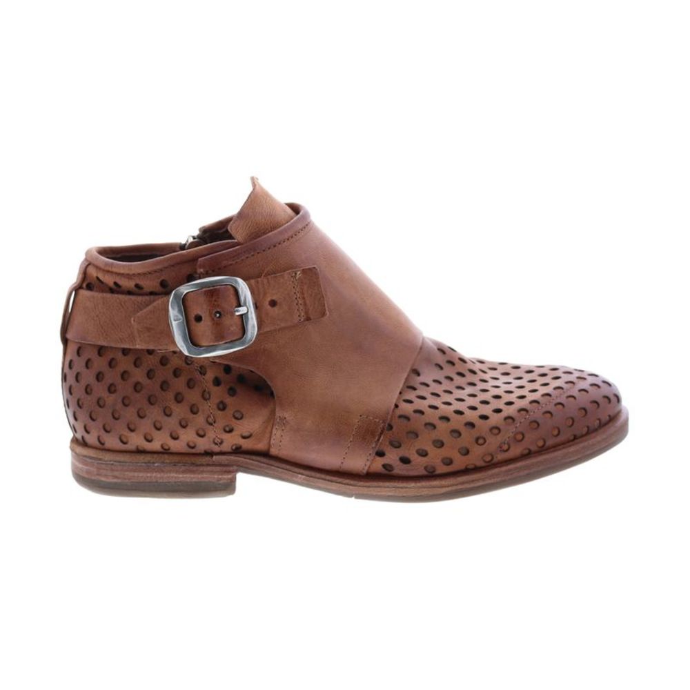 A.S.98 Brown Ankle Boots with Silver Buckle
